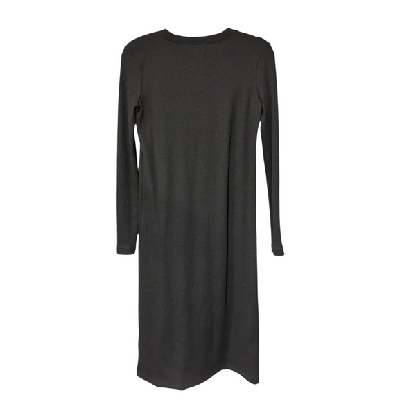 Madewell Women's Ribbed Black Long-Sleeve Pocket Tee Dress Crew Neck Size XS - Picture 2 of 4